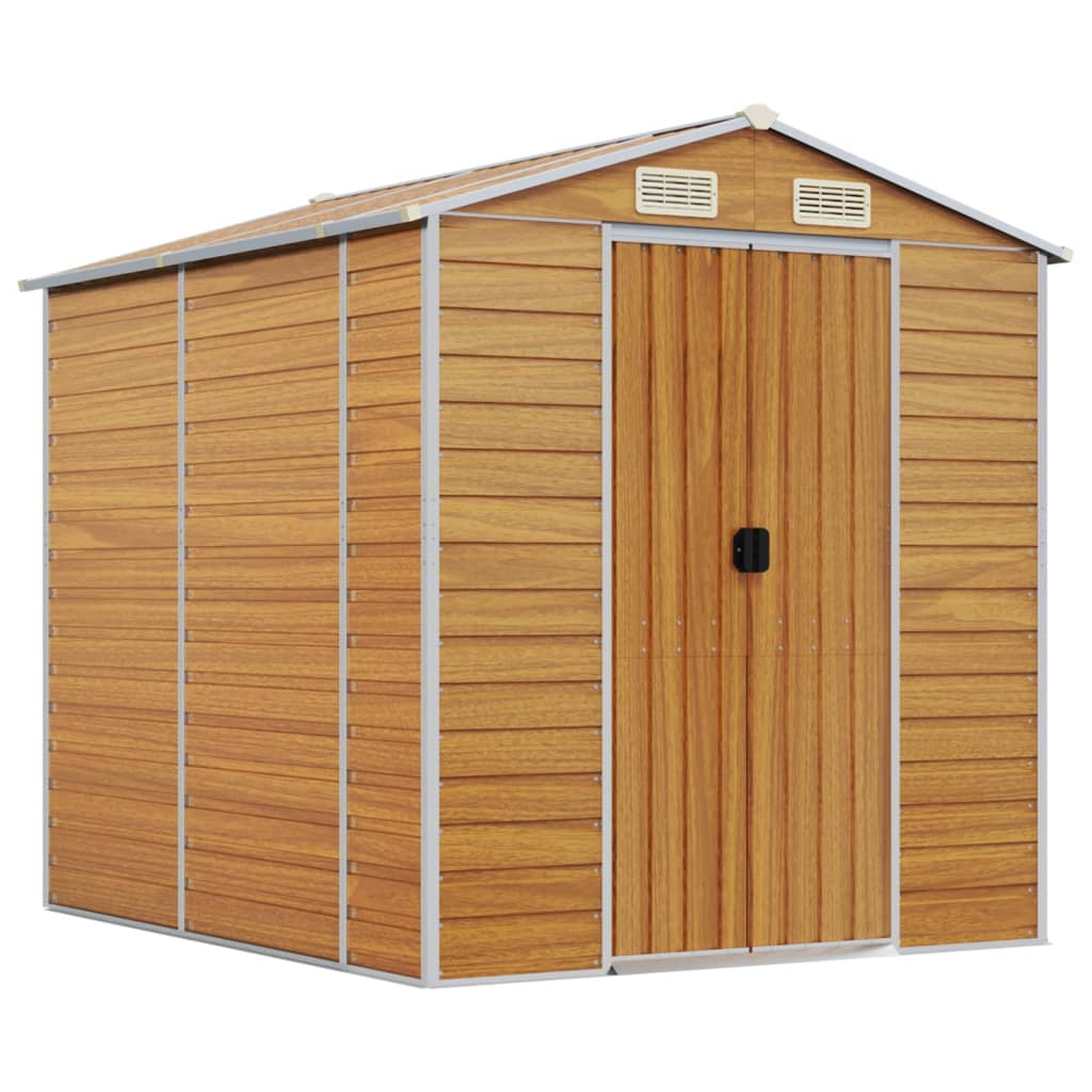 Vidaxl Garden Shed 191x215x198 cm de acero galvanizado marrón claro
