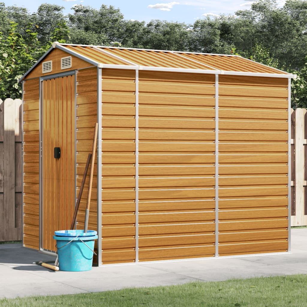 Vidaxl Garden Shed 191x215x198 cm de acero galvanizado marrón claro