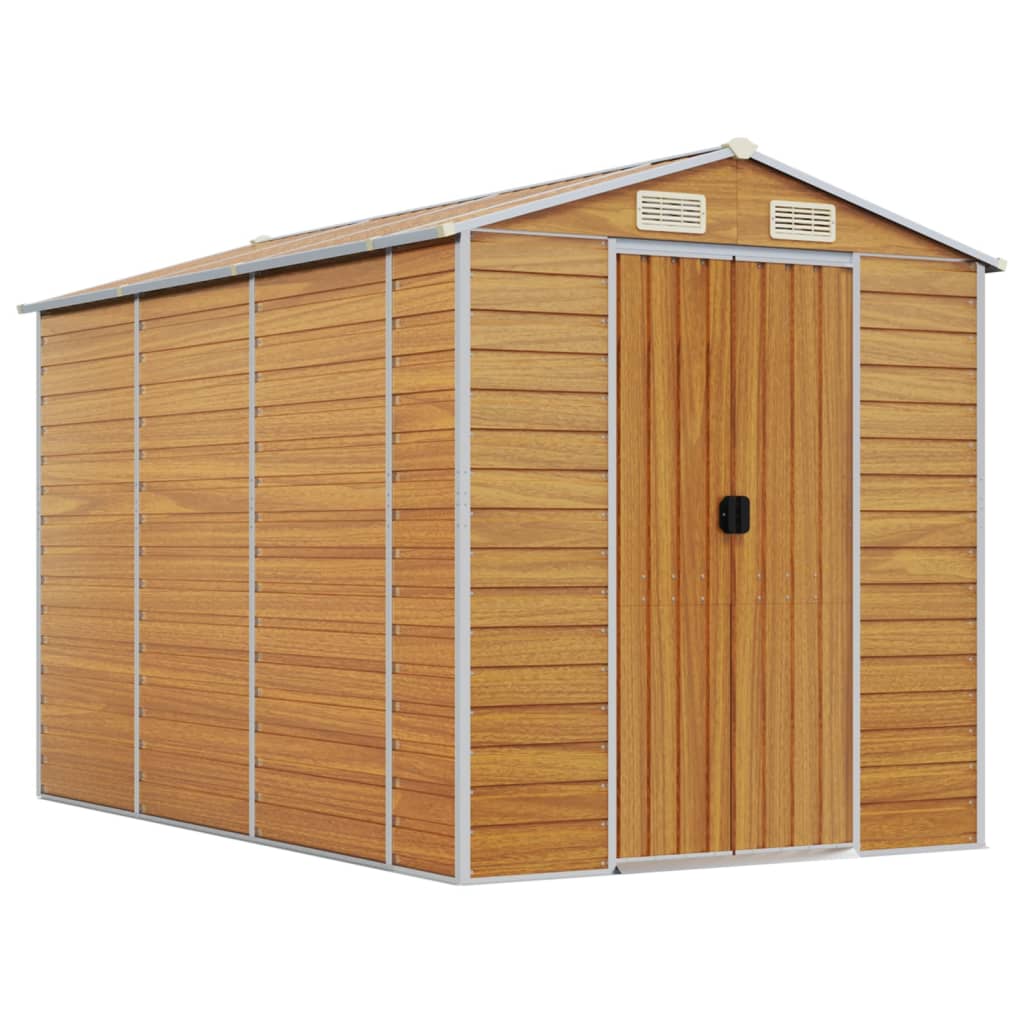 Vidaxl Garden Shed 191x300x198 cm de acero galvanizado marrón claro