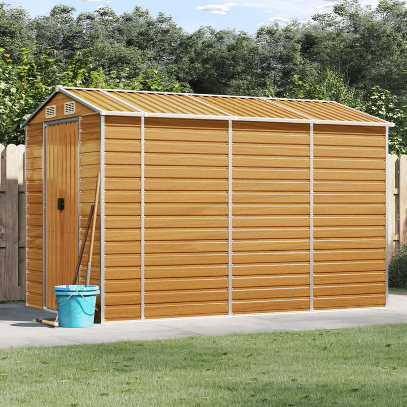 Vidaxl Garden Shed 191x300x198 cm de acero galvanizado marrón claro