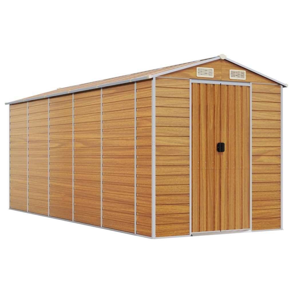 Vidaxl Garden Shed 191x470x198 cm de acero galvanizado marrón claro