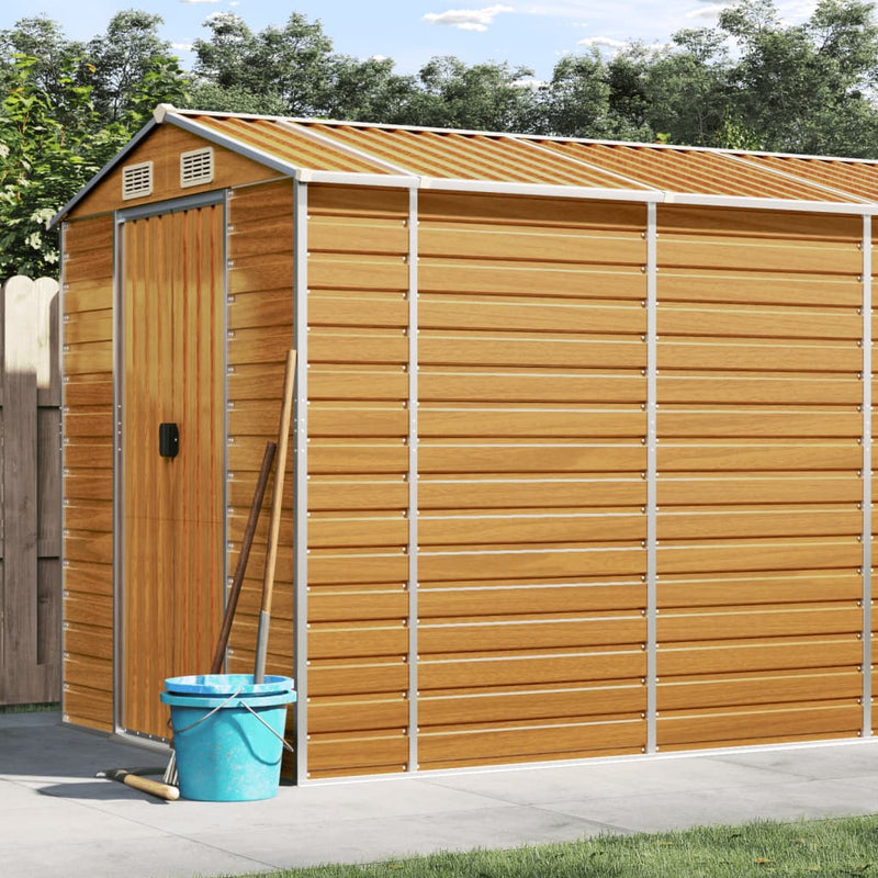 Vidaxl Garden Shed 191x5555x198 cm de acero galvanizado marrón claro