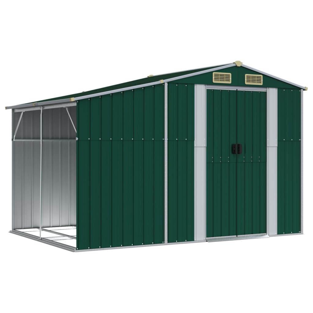 Vidaxl Garden Shed 277x192.5x179 cm de acero galvanizado verde