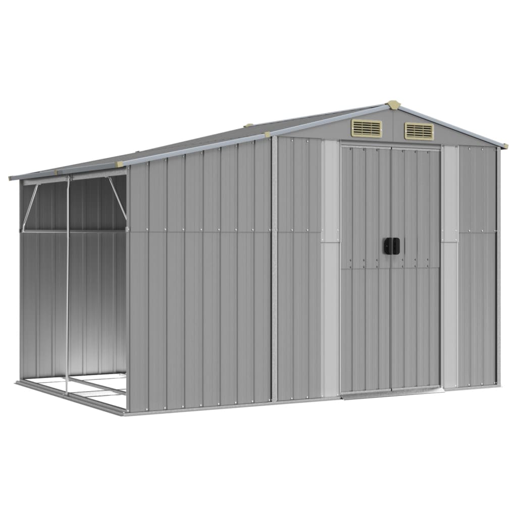 Vidaxl Garden Shed 277x192.5x179 cm de acero galvanizado gris