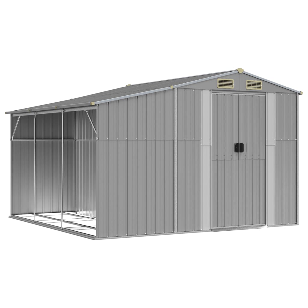 Vidaxl Garden Shed 277x279x179 cm de acero galvanizado gris
