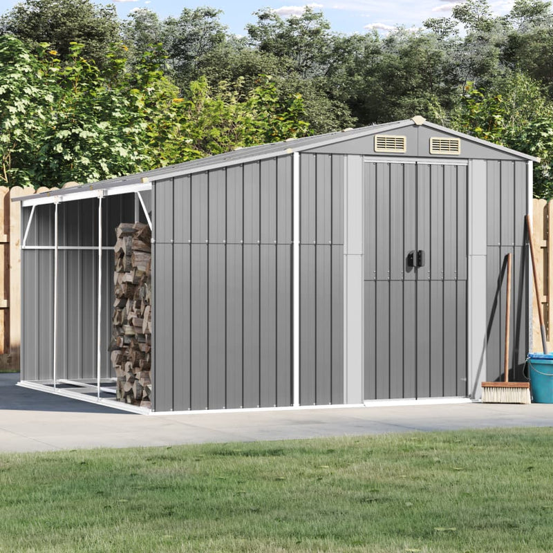 Vidaxl Garden Shed 277x279x179 cm de acero galvanizado gris