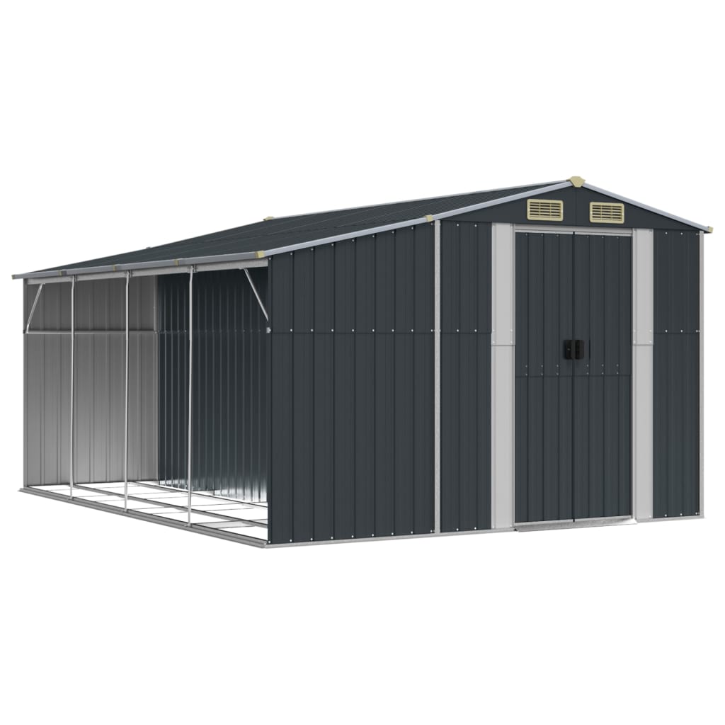Vidaxl Garden Shed 277x365.5x179 CM Color de antracita de acero galvanizado