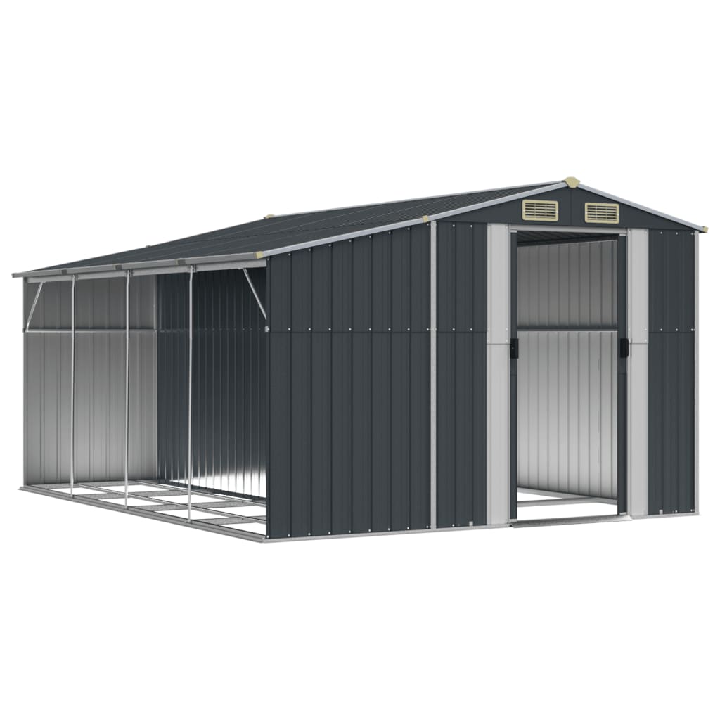 Vidaxl Garden Shed 277x365.5x179 CM Color de antracita de acero galvanizado