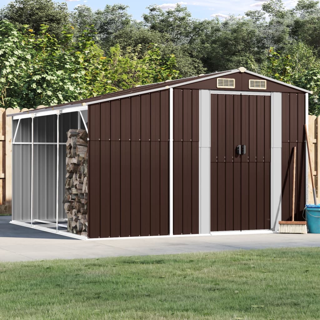 Vidaxl Garden Shed 277x279x179 cm de acero galvanizado marrón