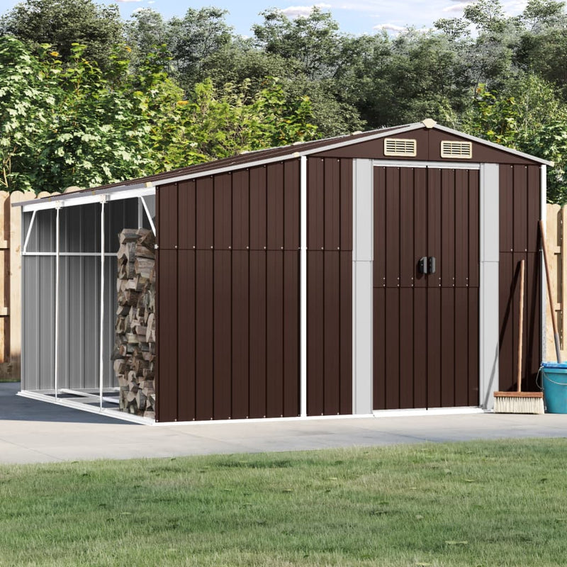 Vidaxl Garden Shed 277x279x179 cm de acero galvanizado marrón