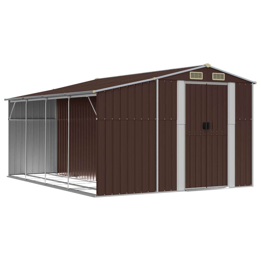 VIDAXL GARDEN SHED 277x365.5x179 cm marrone galvanizzato in acciaio