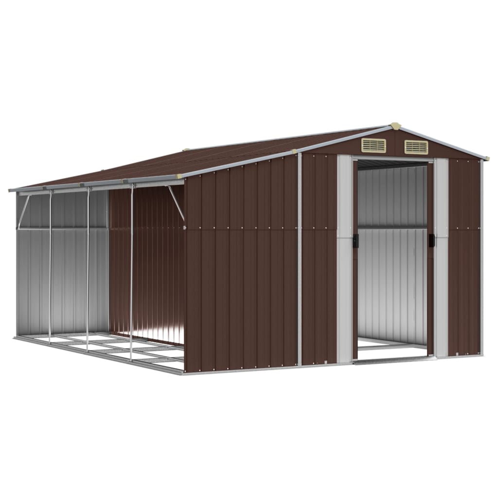 VIDAXL GARDEN SHED 277x365.5x179 cm marrone galvanizzato in acciaio