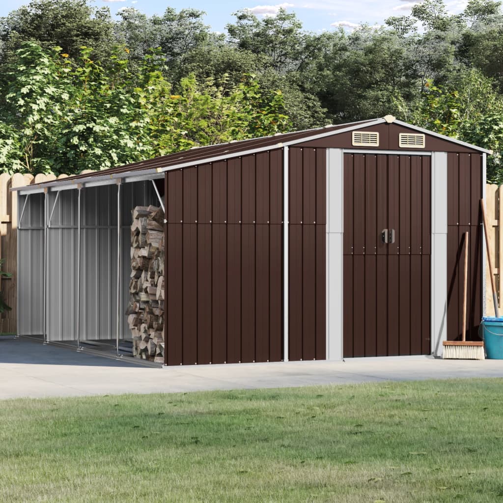 VIDAXL GARDEN SHED 277x365.5x179 cm marrone galvanizzato in acciaio
