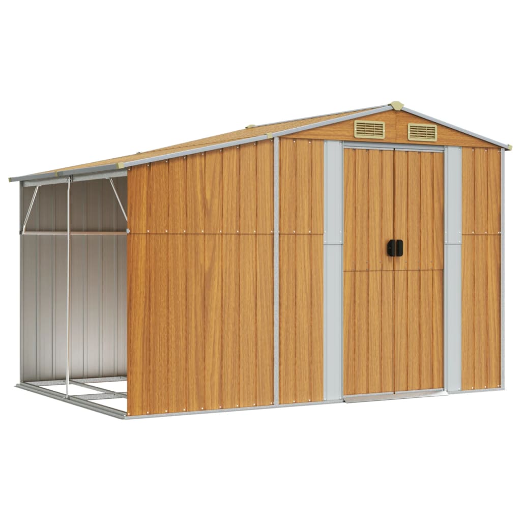 Vidaxl Garden Shed 277x192.5x179 cm de acero galvanizado marrón claro