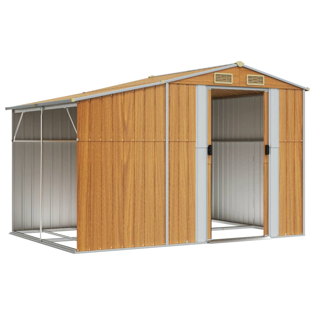 Vidaxl Garden Shed 277x192.5x179 cm de acero galvanizado marrón claro