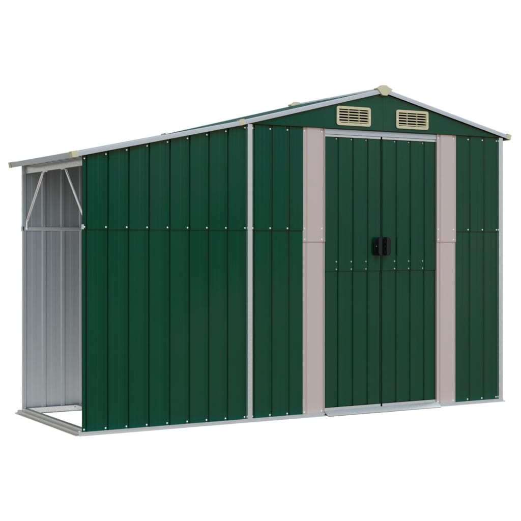 Vidaxl Garden Shed 277x93x179 cm de acero galvanizado verde
