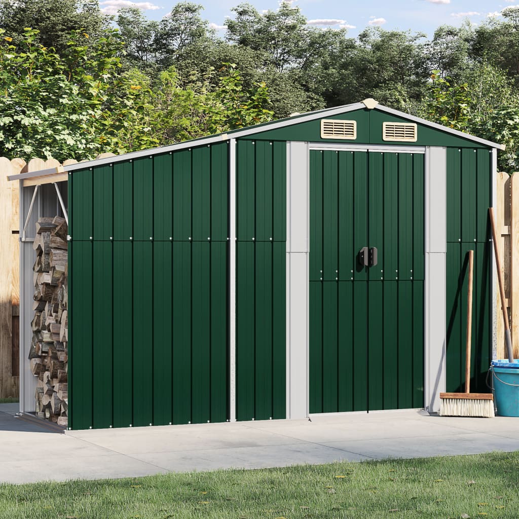 Vidaxl Garden Shed 277x93x179 cm de acero galvanizado verde
