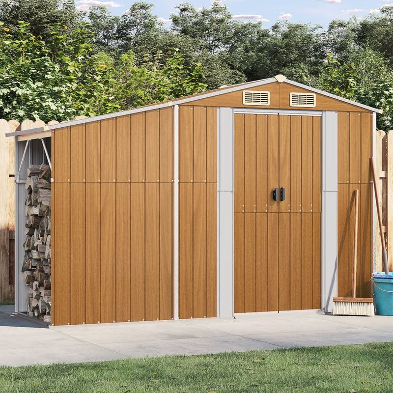 Vidaxl Garden Shed 277x93x179 cm de acero galvanizado marrón