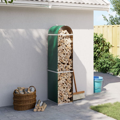 Almacenamiento de leña de Vidaxl 40x45x170 cm de acero galvanizado verde