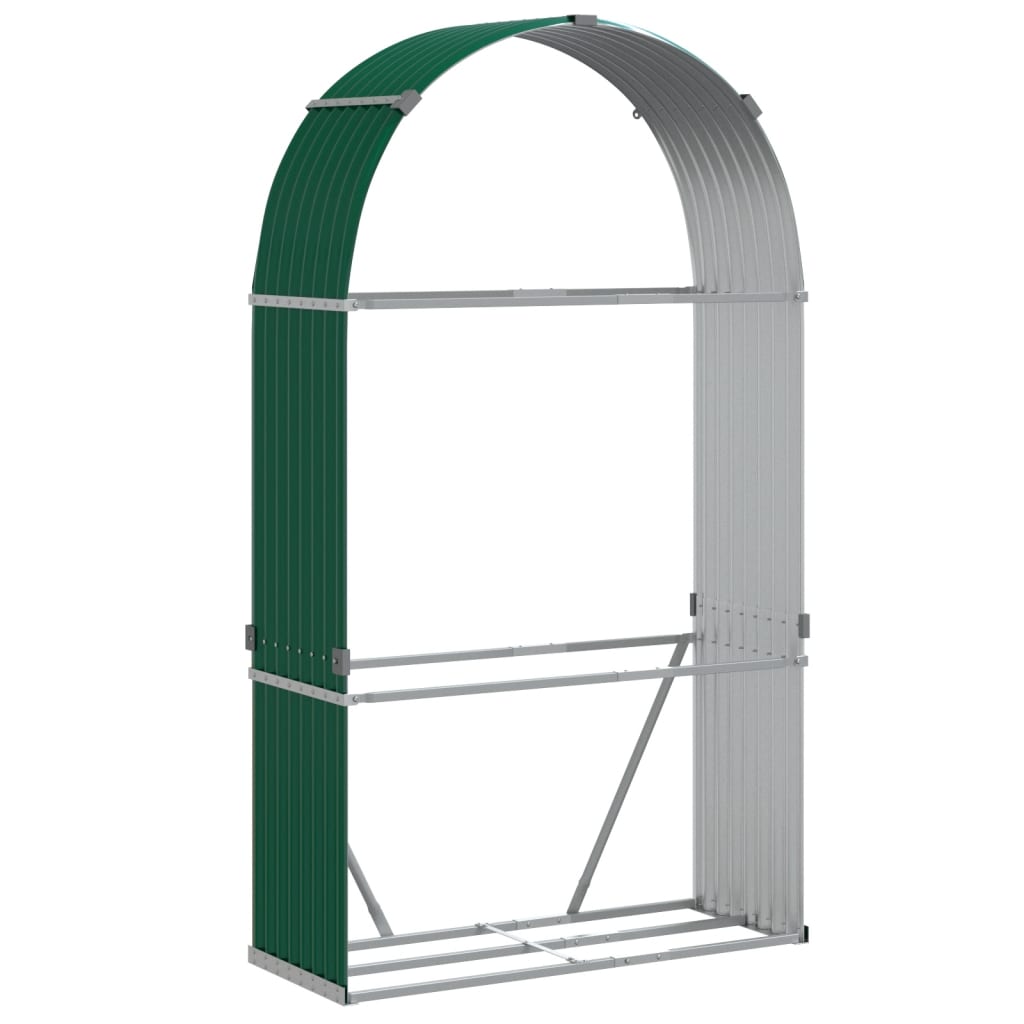 Almacenamiento de leña de Vidaxl 120x45x210 cm de acero galvanizado verde