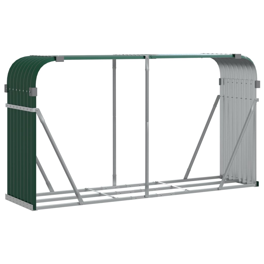 Almacenamiento de leña de Vidaxl 234x45x100 cm de acero galvanizado verde