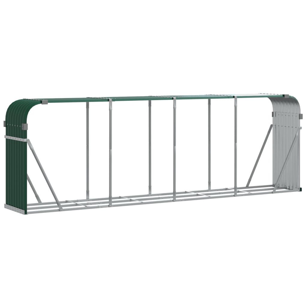 Vidaxl Firewood Storage 300x45x100 cm Green galvanizzato