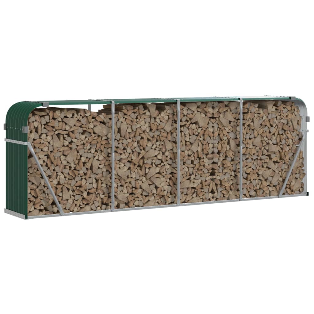 Vidaxl Firewood Storage 300x45x100 cm Green galvanizzato
