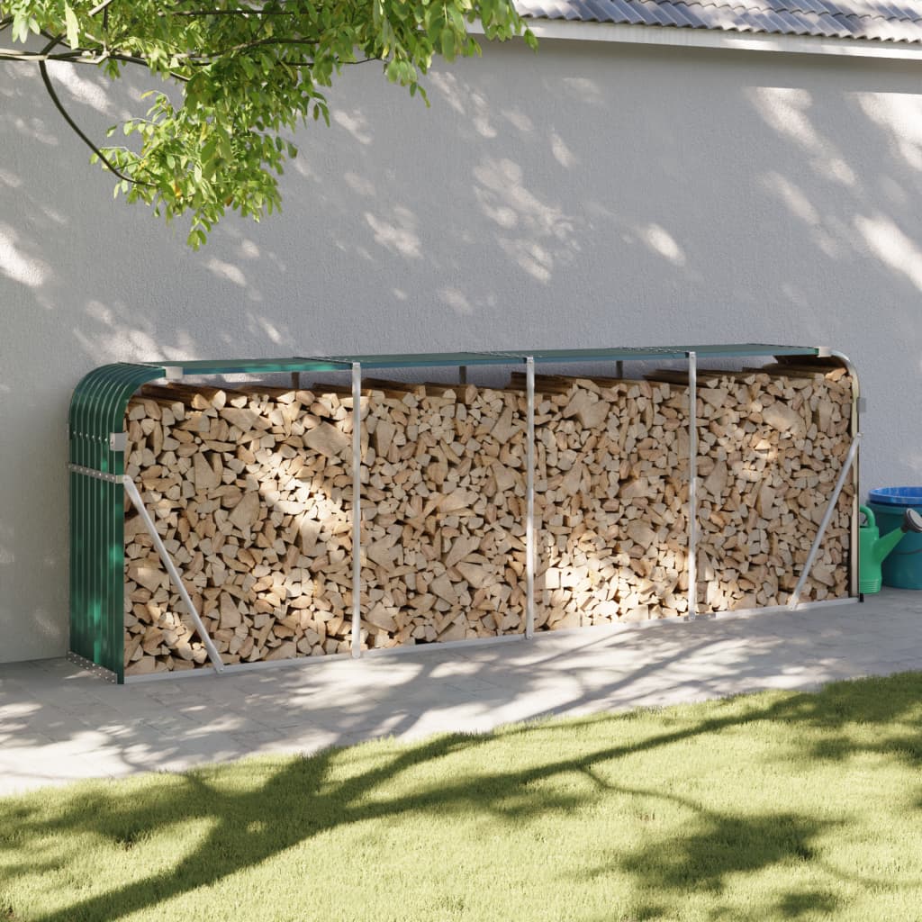 Vidaxl Firewood Storage 300x45x100 cm Green galvanizzato