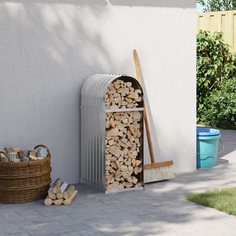 Vidaxl Firewood Storage 40x45x100 cm grigio chiaro in acciaio