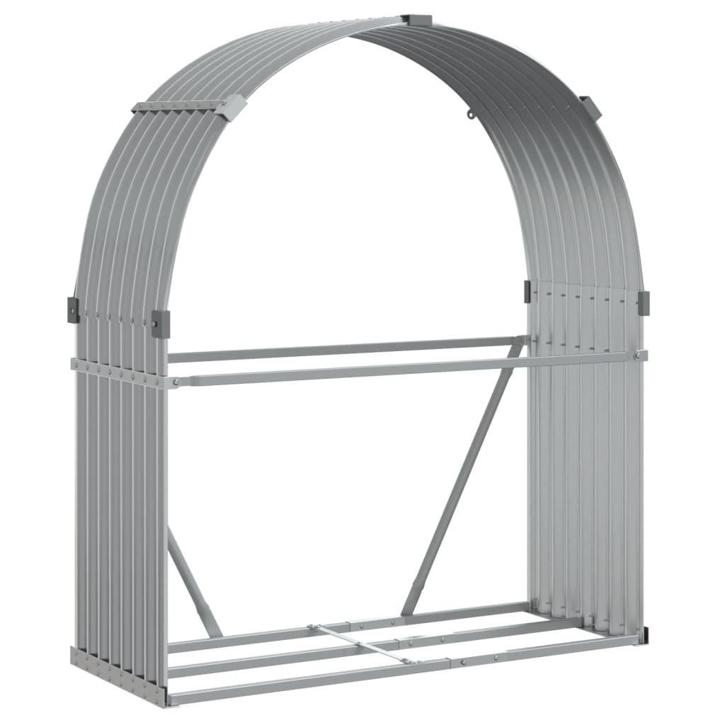 Almacenamiento de leña de Vidaxl 120x45x140 cm de acero galvanizado gris claro