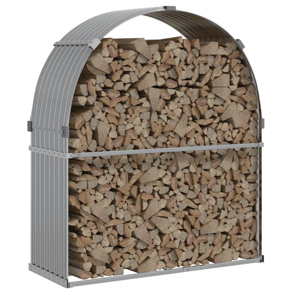 Almacenamiento de leña de Vidaxl 120x45x140 cm de acero galvanizado gris claro
