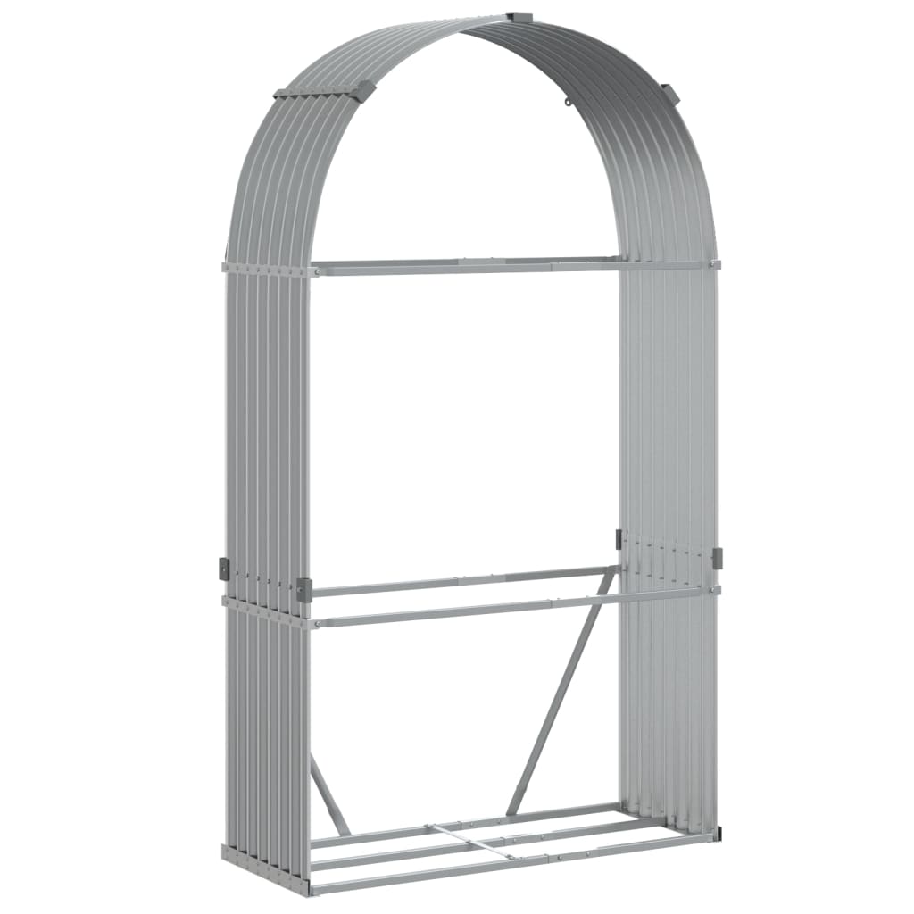 Vidaxl Firewood Storage 120x45x210 cm grigio chiaro in acciaio