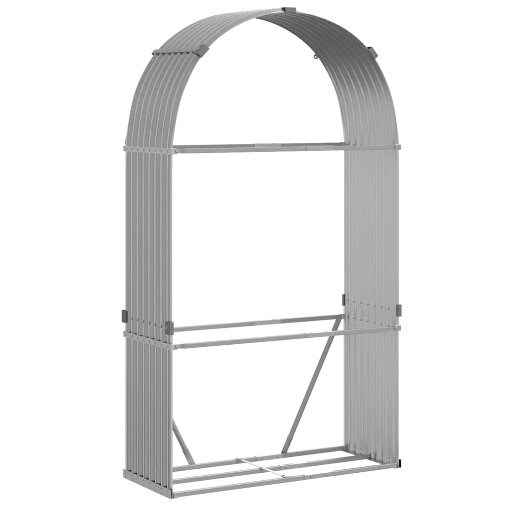 Vidaxl Firewood Storage 120x45x210 cm grigio chiaro in acciaio
