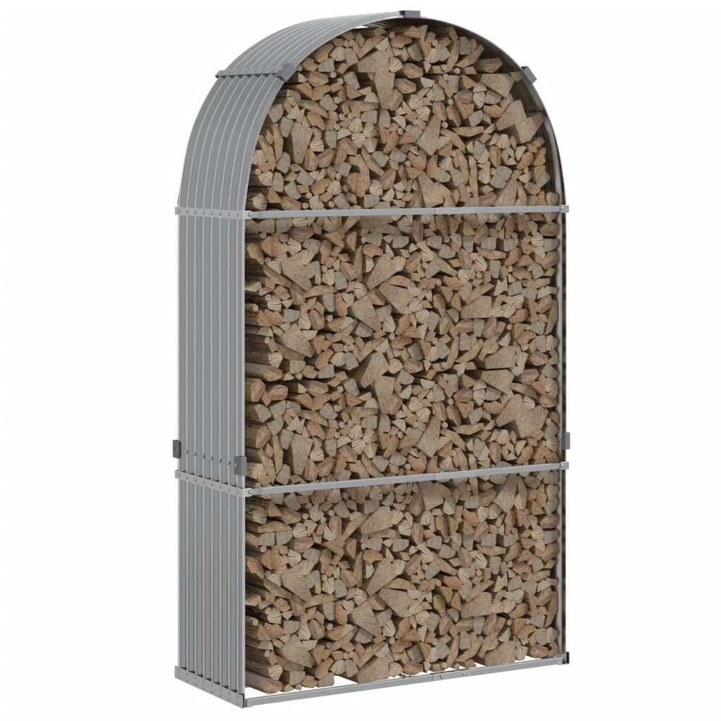 Vidaxl Firewood Storage 120x45x210 cm grigio chiaro in acciaio