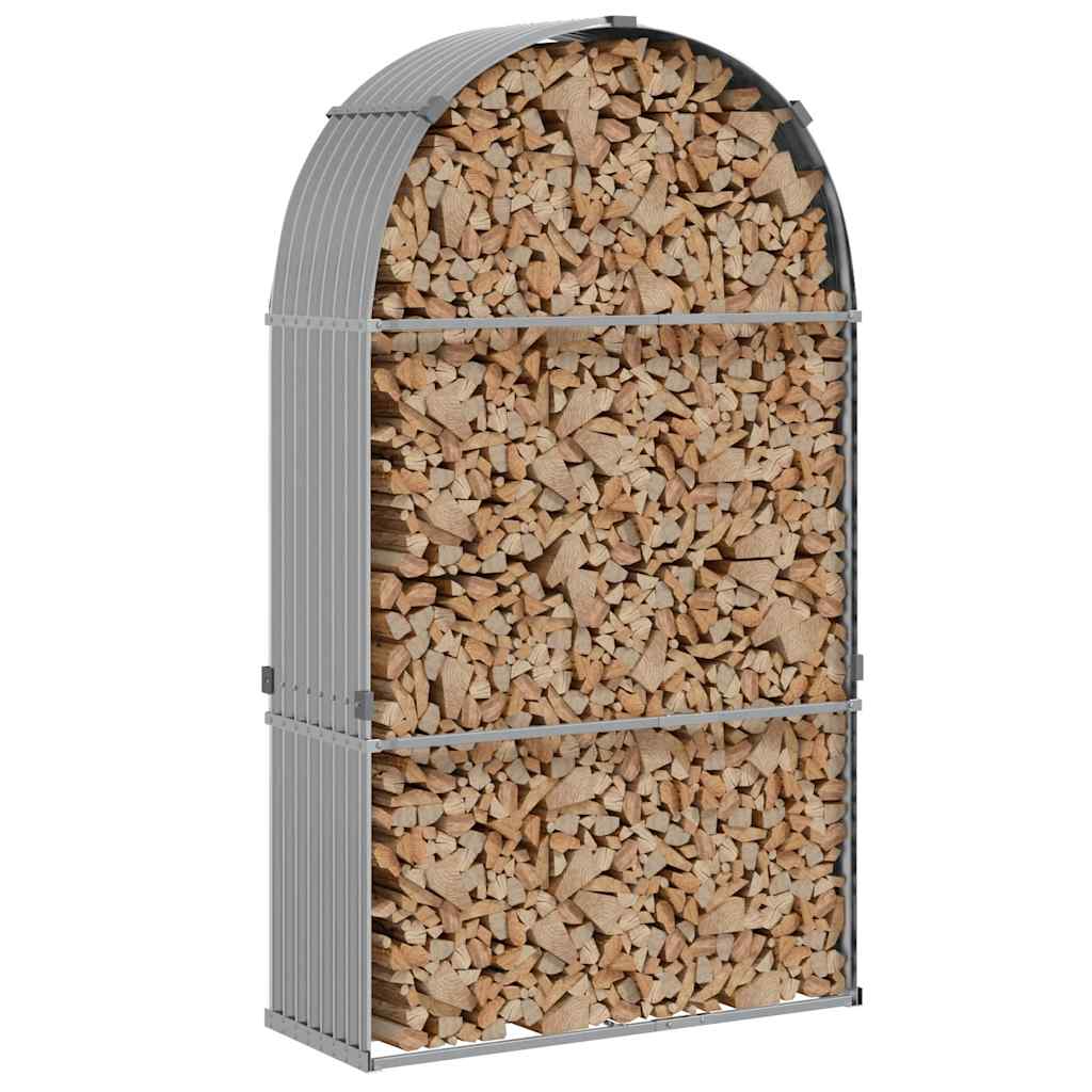 Vidaxl Firewood Storage 120x45x210 cm grigio chiaro in acciaio