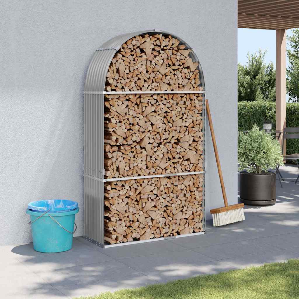 Vidaxl Firewood Storage 120x45x210 cm grigio chiaro in acciaio