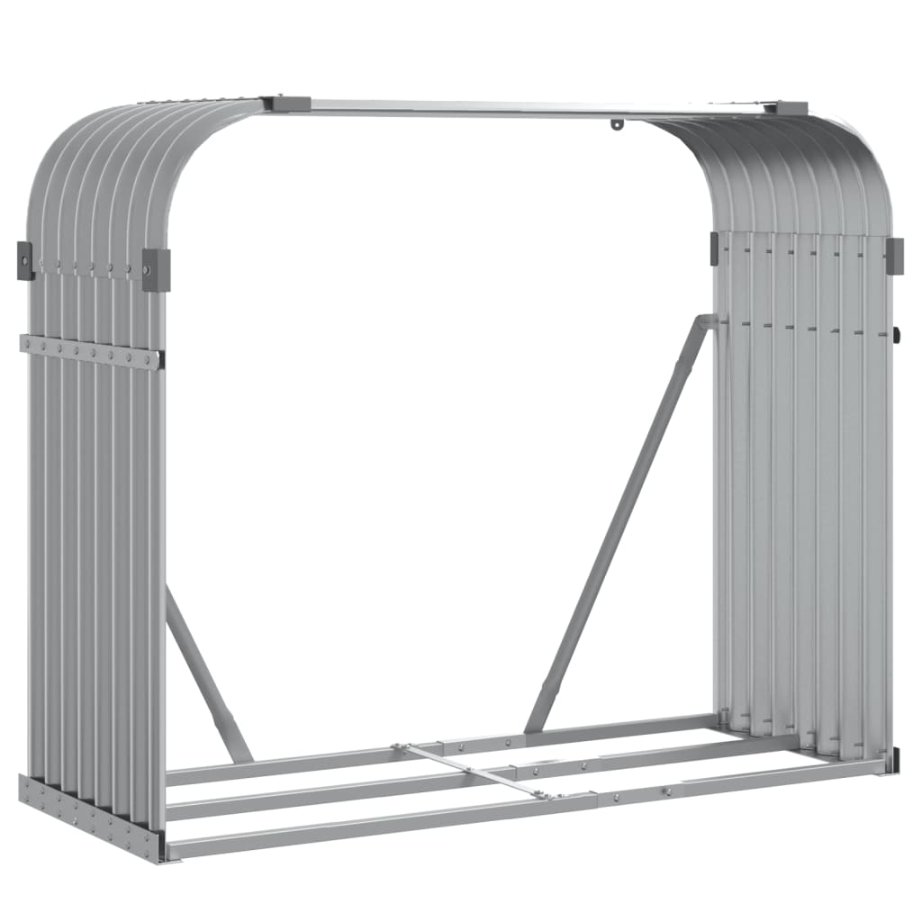 VIDAXL Firewood Storage 120x45x100 cm grigio chiaro in acciaio