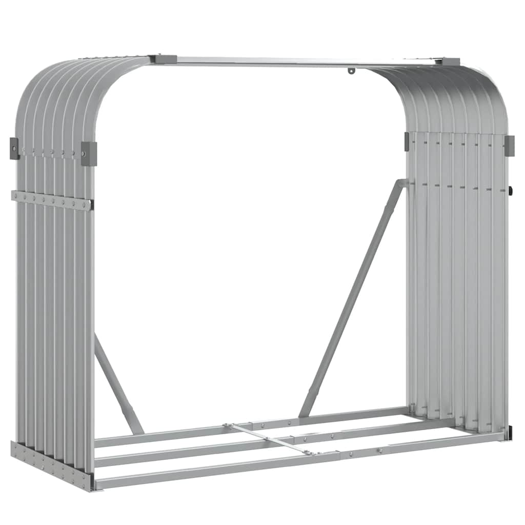 VIDAXL Firewood Storage 120x45x100 cm grigio chiaro in acciaio