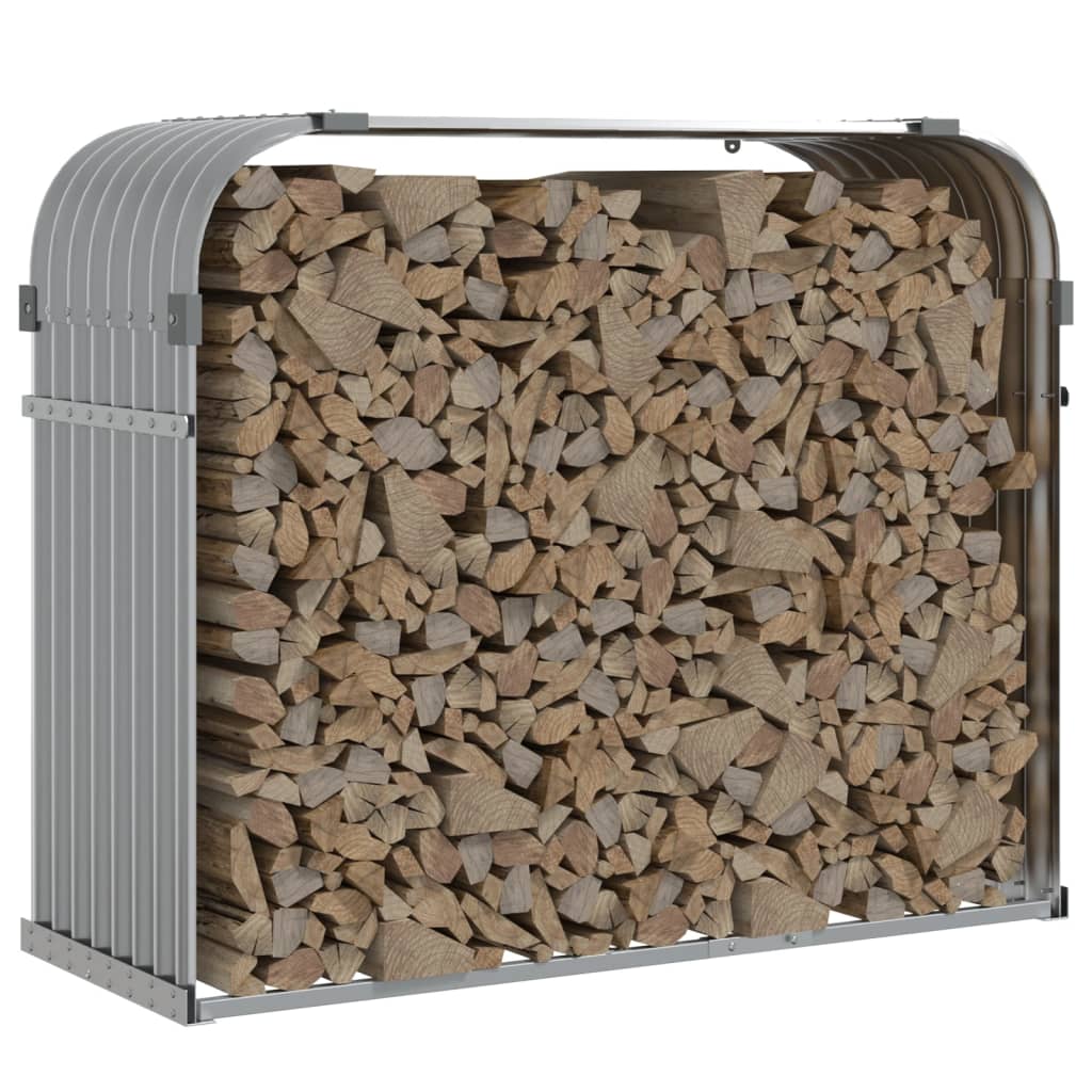 VIDAXL Firewood Storage 120x45x100 cm grigio chiaro in acciaio