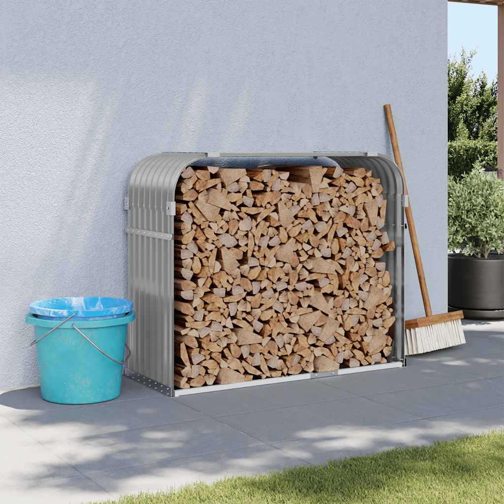 VIDAXL Firewood Storage 120x45x100 cm grigio chiaro in acciaio