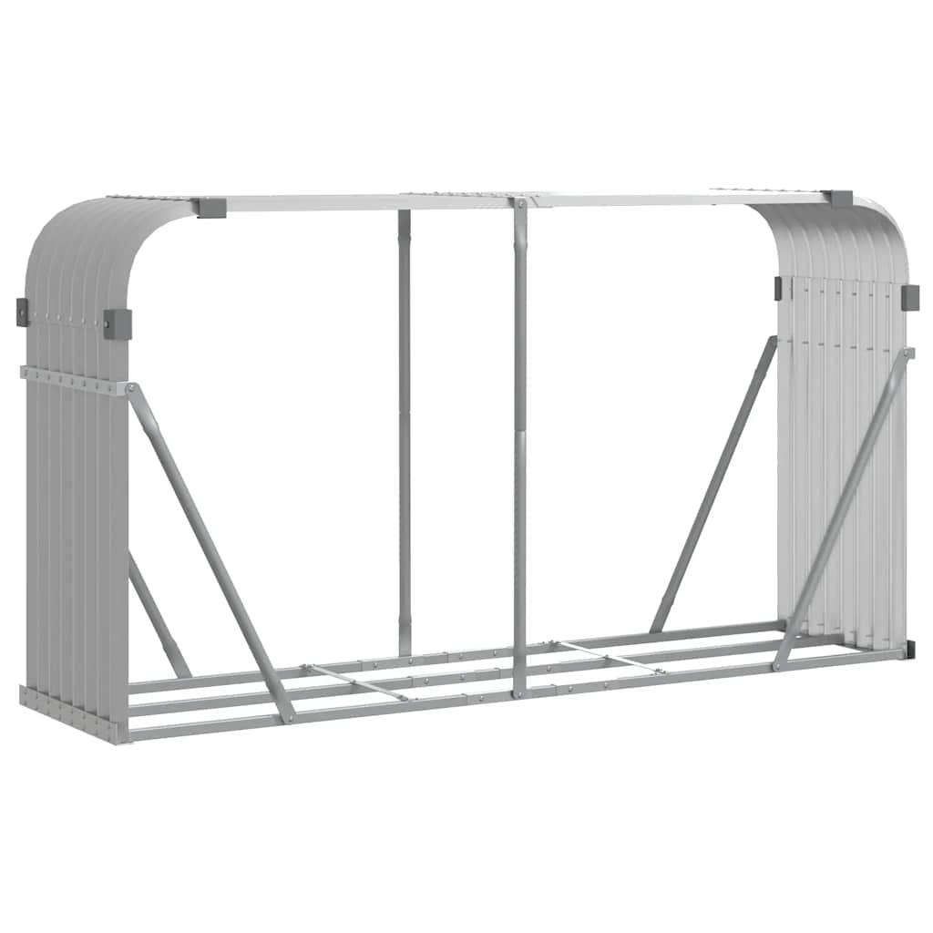 Almacenamiento de leña de Vidaxl 180x45x100 cm de acero galvanizado gris claro