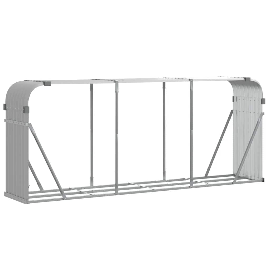 Almacenamiento de leña de Vidaxl 234x45x100 cm de acero galvanizado gris claro