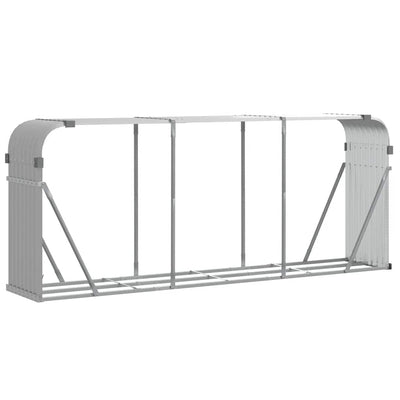 Almacenamiento de leña de Vidaxl 234x45x100 cm de acero galvanizado gris claro