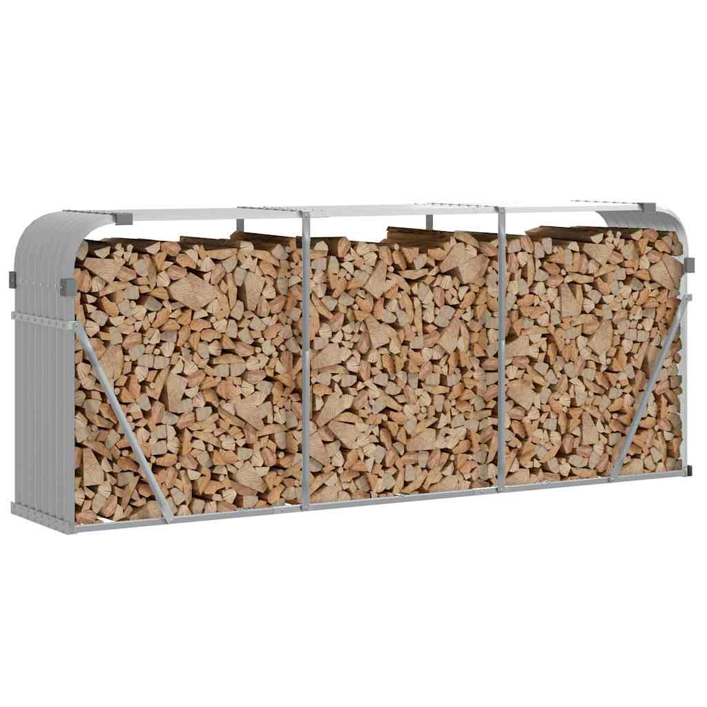 Almacenamiento de leña de Vidaxl 234x45x100 cm de acero galvanizado gris claro