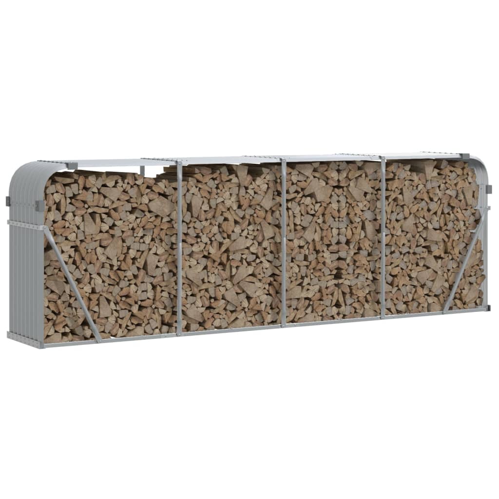 Archiviazione Vidaxl Firewood 300x45x100 cm Grey grigio galvanizzato
