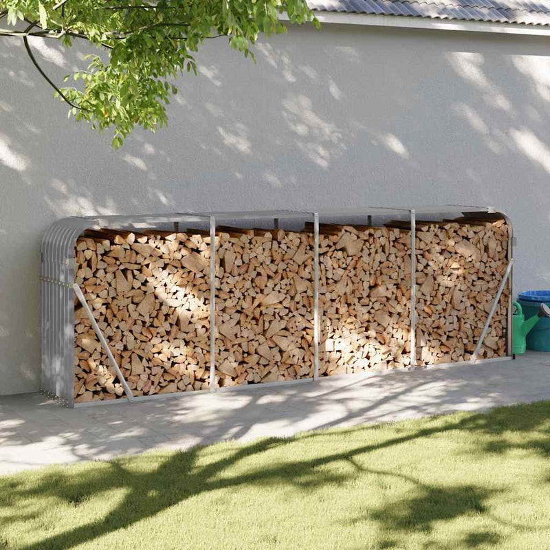 Archiviazione Vidaxl Firewood 300x45x100 cm Grey grigio galvanizzato
