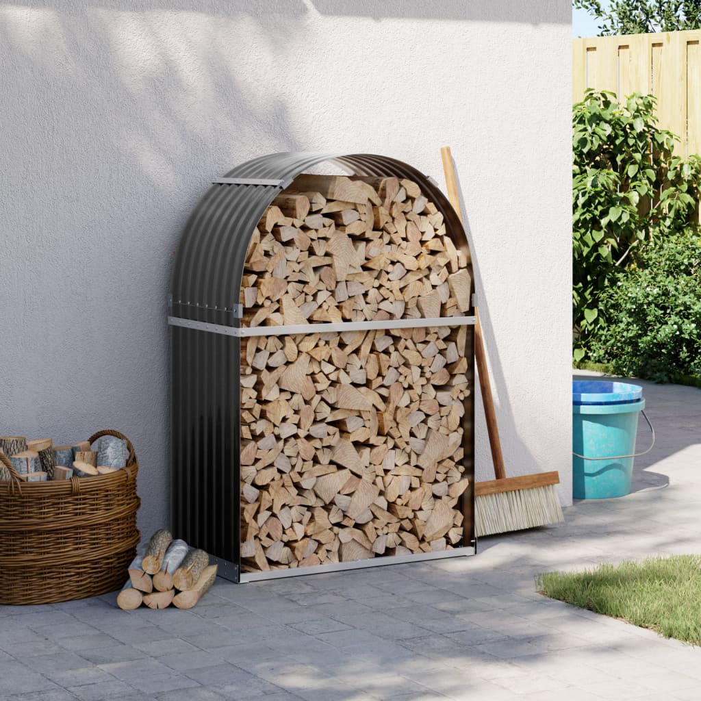 Archite Vidaxl Firewood 80x45x120 cm Antracite in acciaio galvanizzato