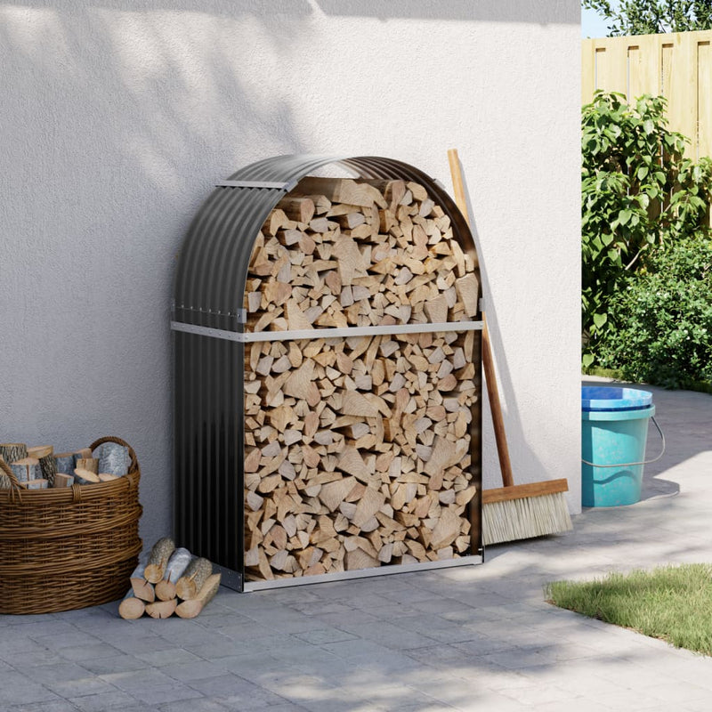 Archite Vidaxl Firewood 80x45x120 cm Antracite in acciaio galvanizzato