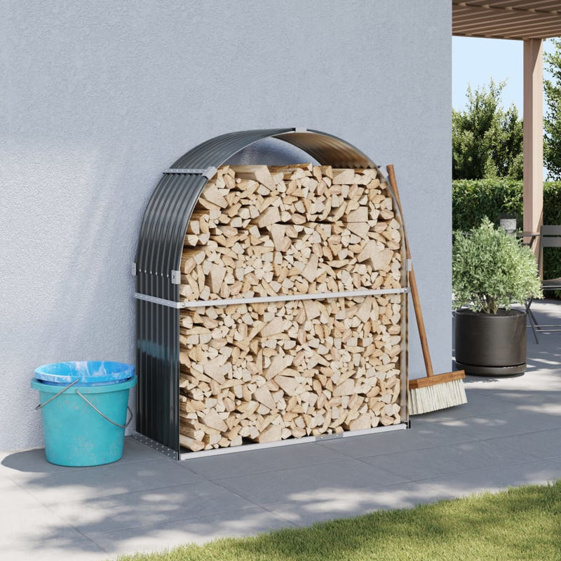 Almacenamiento de leña de Vidaxl 120x45x140 cm de acero galvanizado antracita