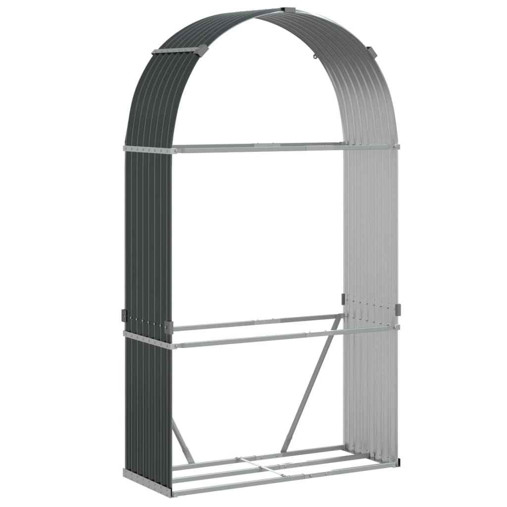 Vidaxl Firewood Storage 120x45x210 cm Antracite in acciaio zincato